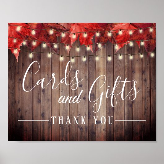 Rustic Autumn Leaves Fall Wedding Kaarten and Gift Poster (Voorkant)