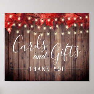 Rustic Autumn Leaves Fall Wedding Kaarten and Gift Poster