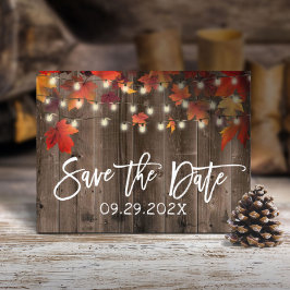 Rustic Autumn Leaves Fall Wedding Save the Date Aankondigingskaart