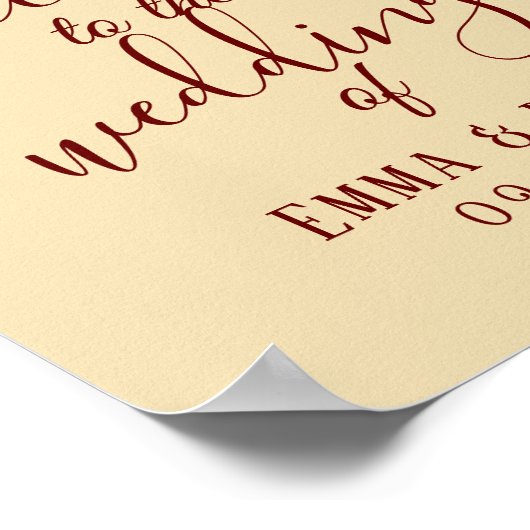 Rustic Autumn Leaves Fall Wedding Welcome Sign Poster (Hoek)