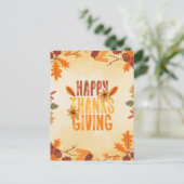 Rustic Autumn Leaves Happy Thanksgiving Briefkaart (Staand voorkant)