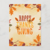 Rustic Autumn Leaves Happy Thanksgiving Briefkaart (Voorkant)