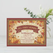 Rustic Autumn Leaves Herfst Family Reunion Kaart (Staand voorkant)