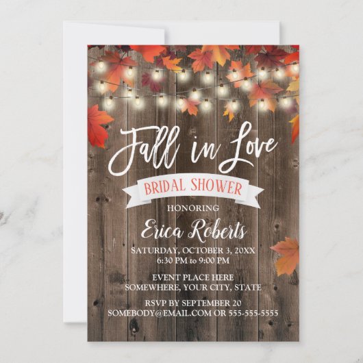 Rustic Autumn Leaves Herfst in Love Vrijgezellenfe Kaart (Voorkant)