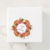 Rustic Autumn Leaves Herfst Wreath Wedding Bedankjes Labels (In situ)