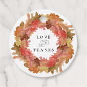 Rustic Autumn Leaves Herfst Wreath Wedding Bedankjes Labels (Voorkant)