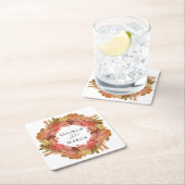 Rustic Autumn Leaves Herfst Wreath Wedding Kartonnen Onderzetters (Insitu)