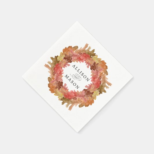 Rustic Autumn Leaves Herfst Wreath Wedding Servet (Hoek)