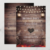 Rustic Autumn Leaves  Lantern Birthday Kaart (Voorkant / Achterkant)