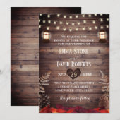 Rustic Autumn Leaves  Lantern Fall Wedding Kaart (Voorkant / Achterkant)