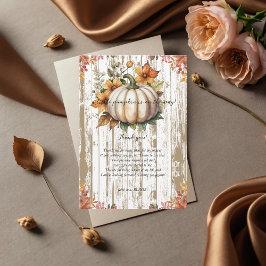 Rustic Autumn Leaves Little Pumpkin Baby shower Bedankkaart