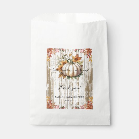 Rustic Autumn Leaves Little Pumpkin Baby shower Bedankzakje (Voorkant)