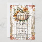 Rustic Autumn Leaves Little Pumpkin Baby shower Kaart (Voorkant)