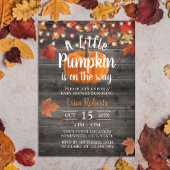 Rustic Autumn Leaves Little Pumpkin Baby shower Kaart