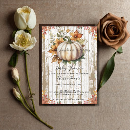 Rustic Autumn Leaves Little Pumpkin Baby shower Kaart