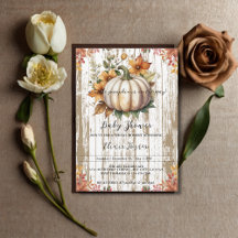 Rustic Autumn Leaves Little Pumpkin Baby shower