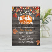 Rustic Autumn Leaves Little Pumpkin Baby shower Kaart (Staand voorkant)
