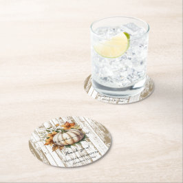 Rustic Autumn Leaves Little Pumpkin Baby shower Ronde Kartonnen Onderzetter