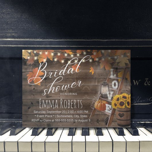 Rustic Autumn Leaves Love Vrijgezellenfeest Kaart