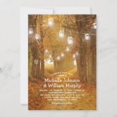 Rustic Autumn Leaves Mason Jar Lights Wedding Kaart (Voorkant)