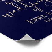 Rustic Autumn Leaves Navy Wedding Welcome Sign Poster (Hoek)