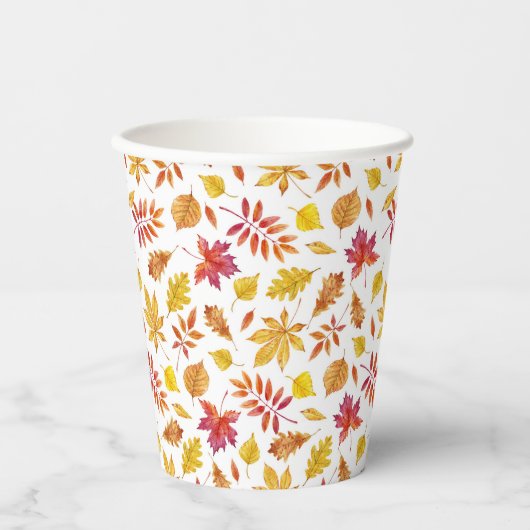 Rustic Autumn Leaves Pattern Thanksgiving Papieren Bekers (Voorkant)