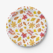 Rustic Autumn Leaves Pattern Thanksgiving Papieren Bordje (Voorkant)
