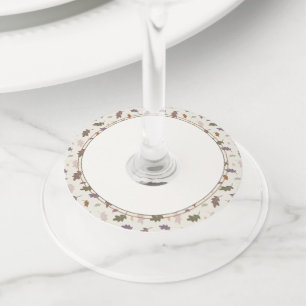 Rustic Autumn Leaves Pattern Thanksgiving Wijnglaslabel