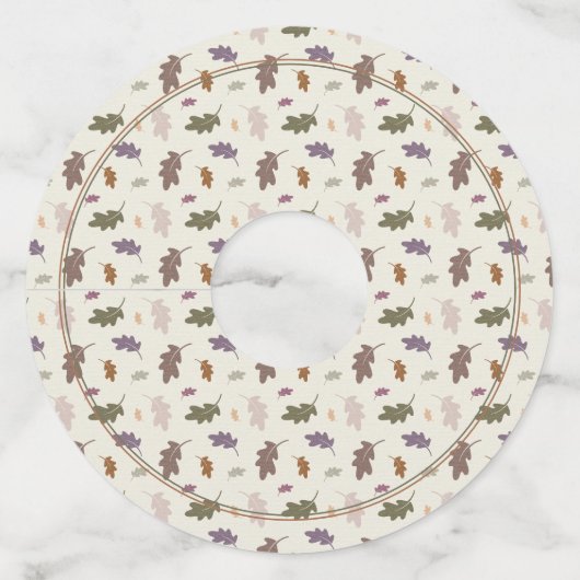 Rustic Autumn Leaves Pattern Thanksgiving Wijnglaslabel (Achterkant)