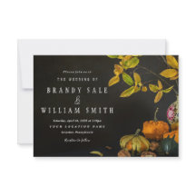 Rustic Autumn Leaves Pumpkin Wedding Invitations