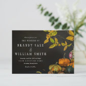 Rustic Autumn Leaves Pumpkin Wedding Invitations Kaart (Staand voorkant)