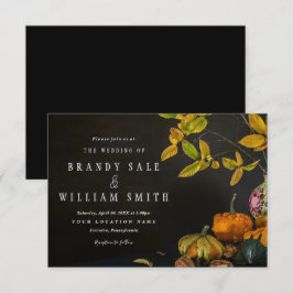 Rustic Autumn Leaves Pumpkin Wedding Invitations Kaart