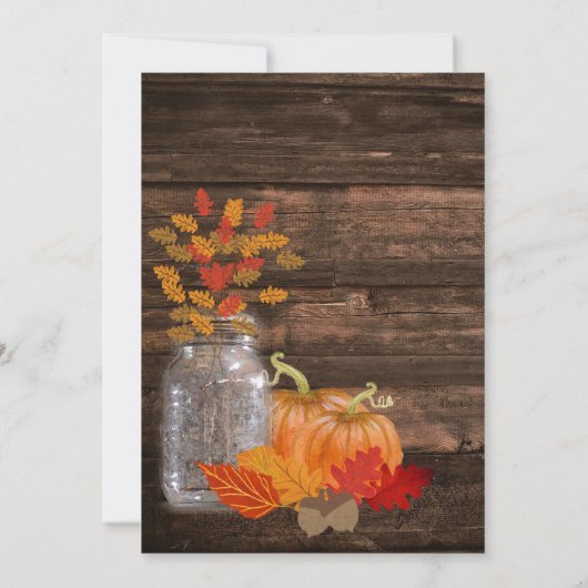 Rustic Autumn Leaves & Pumpkins Thanksgiving Kaart (Achterkant)