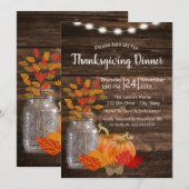 Rustic Autumn Leaves & Pumpkins Thanksgiving Kaart (Voorkant / Achterkant)