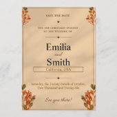 Rustic Autumn Leaves Save the Date Card 5x7  Kaart (Voorkant)