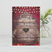 Rustic Autumn Leaves String Lights Barn Sweet 16 Kaart (Staand voorkant)