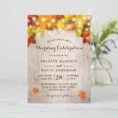 Rustic Autumn Leaves String Lights Fall Wedding Kaart (Staand voorkant)