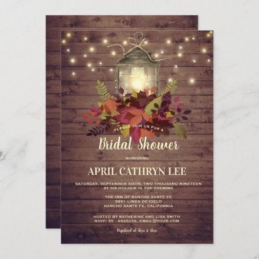 Rustic Autumn Leaves String Lights Vrijgezellenfee Kaart (Voorkant / Achterkant)