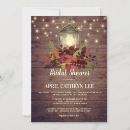 Rustic Autumn Leaves String Lights Vrijgezellenfee Kaart