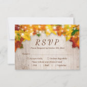 Rustic Autumn Leaves String Lights Wedding RSVP (Voorkant)