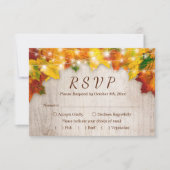 Rustic Autumn Leaves String Lights Wedding RSVP Kaartje (Voorkant)