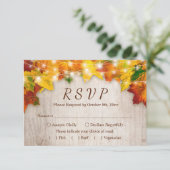 Rustic Autumn Leaves String Lights Wedding RSVP Kaartje (Staand voorkant)