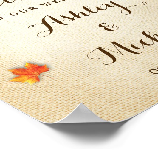 Rustic Autumn Leaves String Lights Wedding Sign Poster (Hoek)