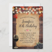 Rustic Autumn Leaves String Lights Wine Birthday Kaart (Voorkant)