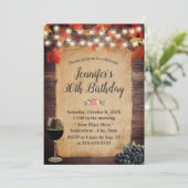 Rustic Autumn Leaves String Lights Wine Birthday Kaart (Staand voorkant)