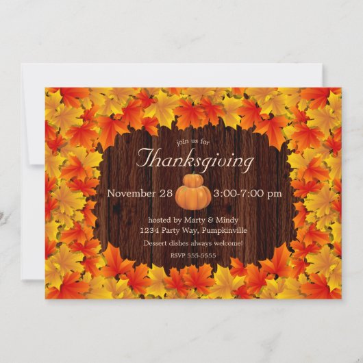 Rustic Autumn Leaves, Thanksgiving pompoenen Kaart (Voorkant)