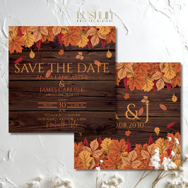 Rustic Autumn Leaves trouwaankondiging Save The Date