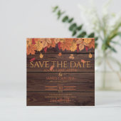 Rustic Autumn Leaves trouwaankondiging Save The Date (Staand voorkant)