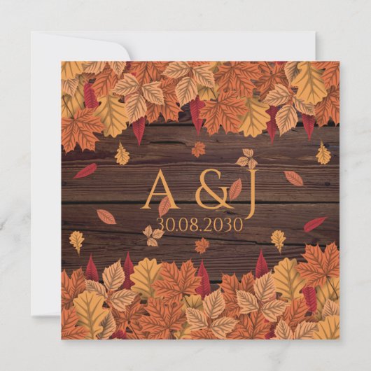 Rustic Autumn Leaves trouwaankondiging Save The Date (Achterkant)