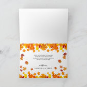 Rustic Autumn Leaves Wedding Bedankkaart (Binnen)